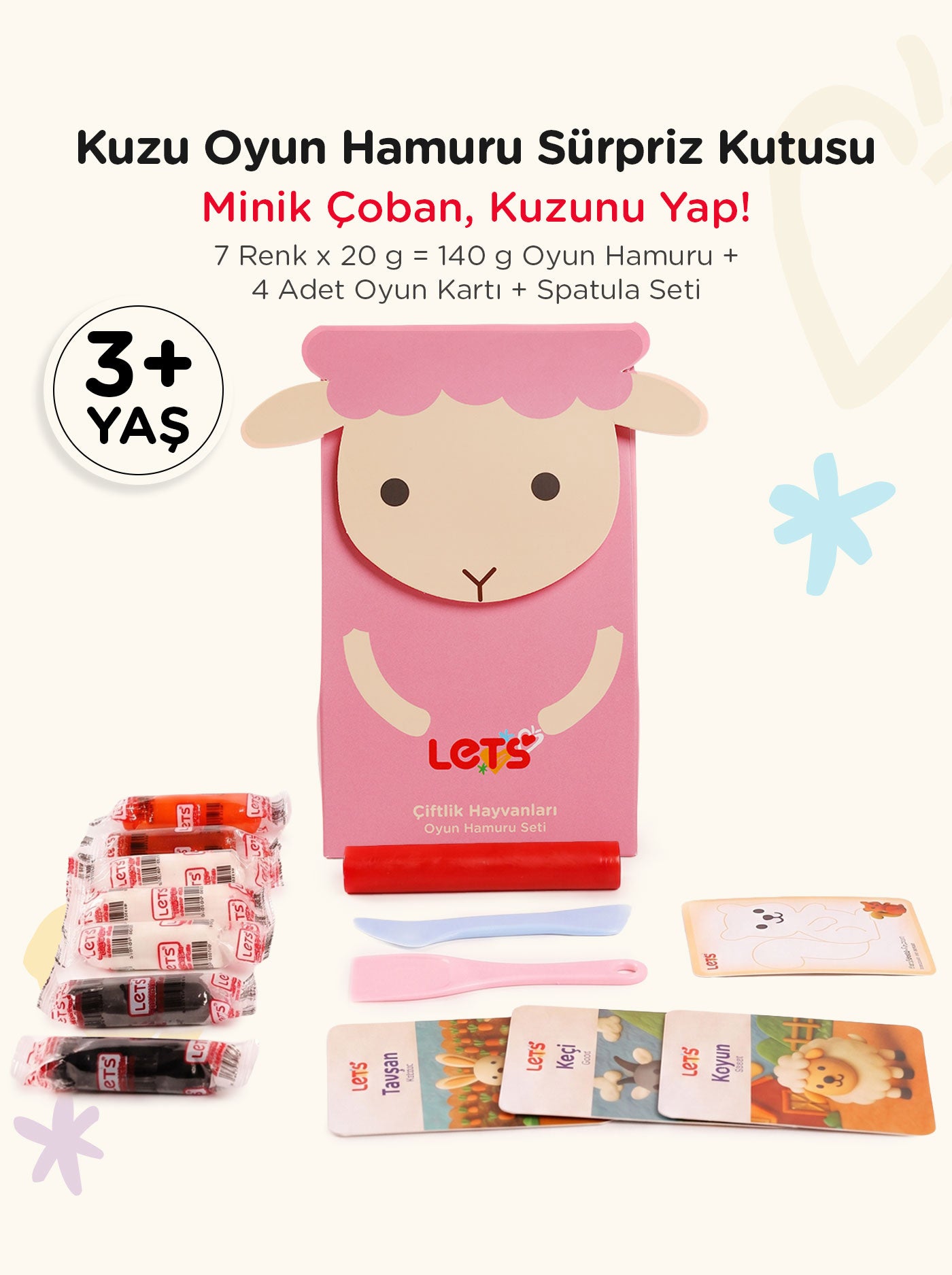 Aktivite Seti – Oyun Hamurlu Çiftlik Kuzu 140g | Let's