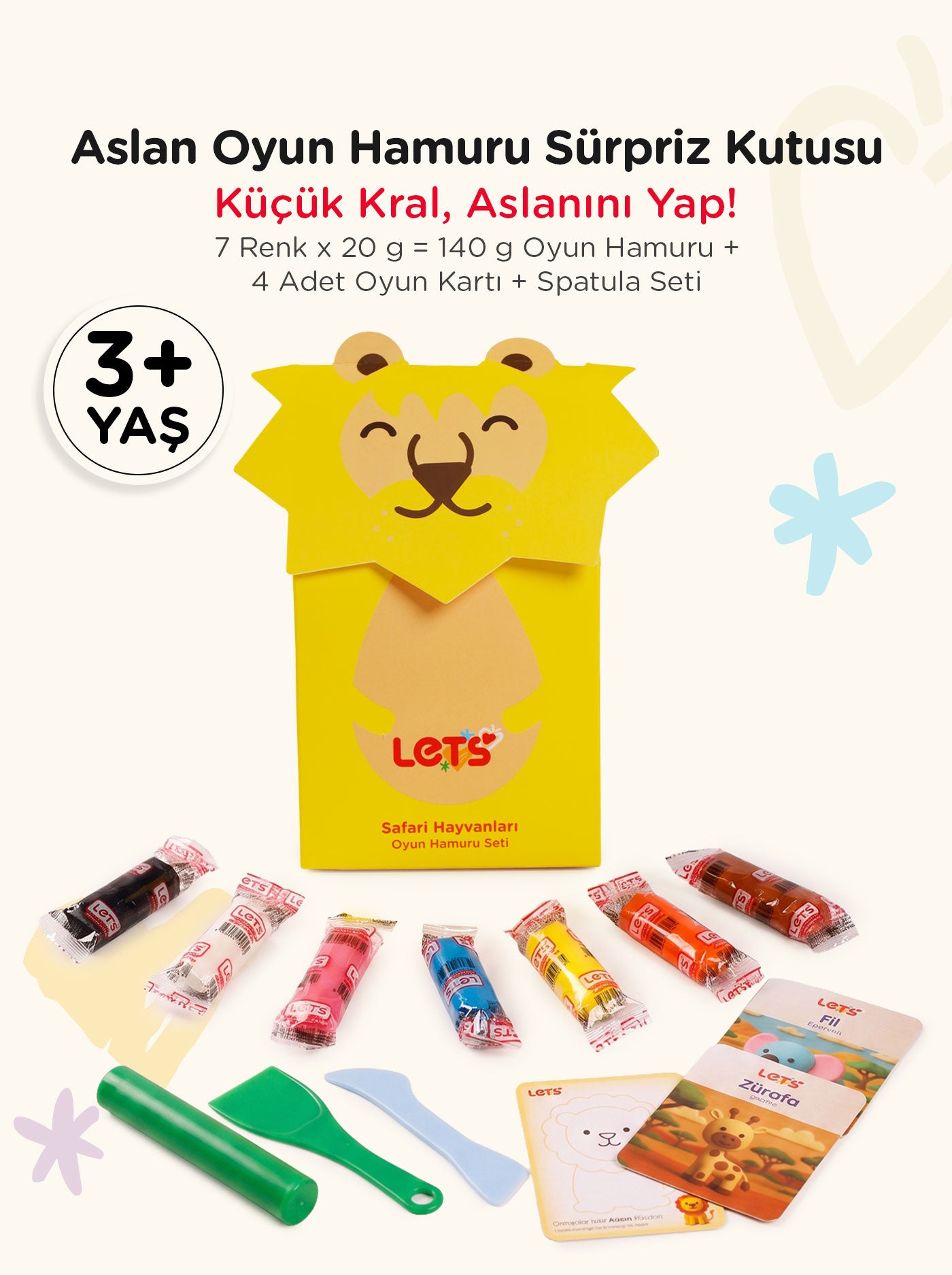 Aktivite Seti – Oyun Hamurlu Safari Hayvanları 140g | Let's