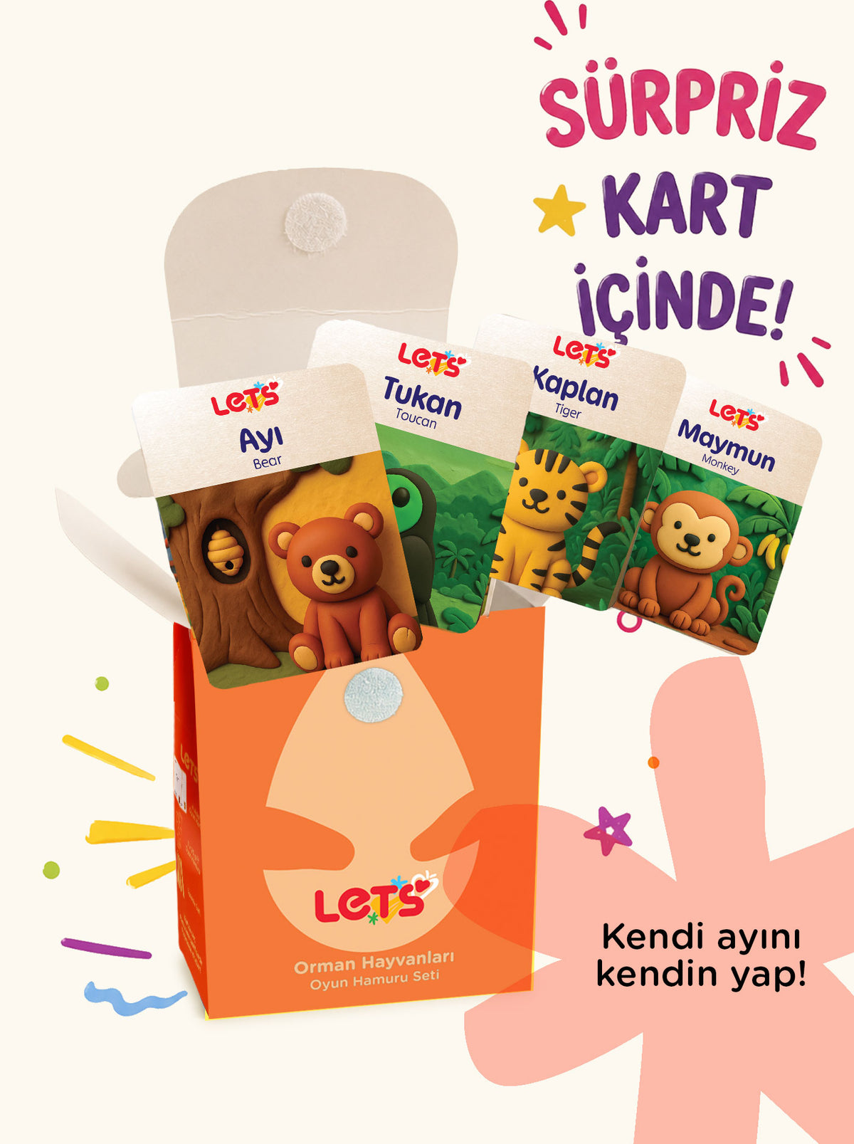 Aktivite Seti – Oyun Hamurlu Orman Hayvanları 140g | Let's 3