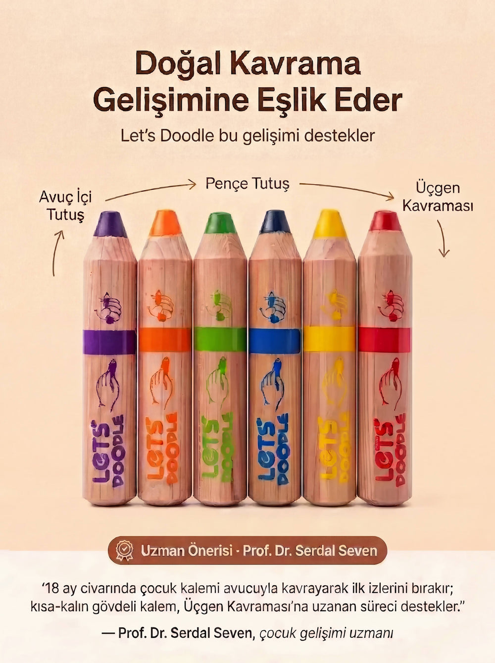 Let's Doodle 6'lı bebek boya kalemi yakın çekim