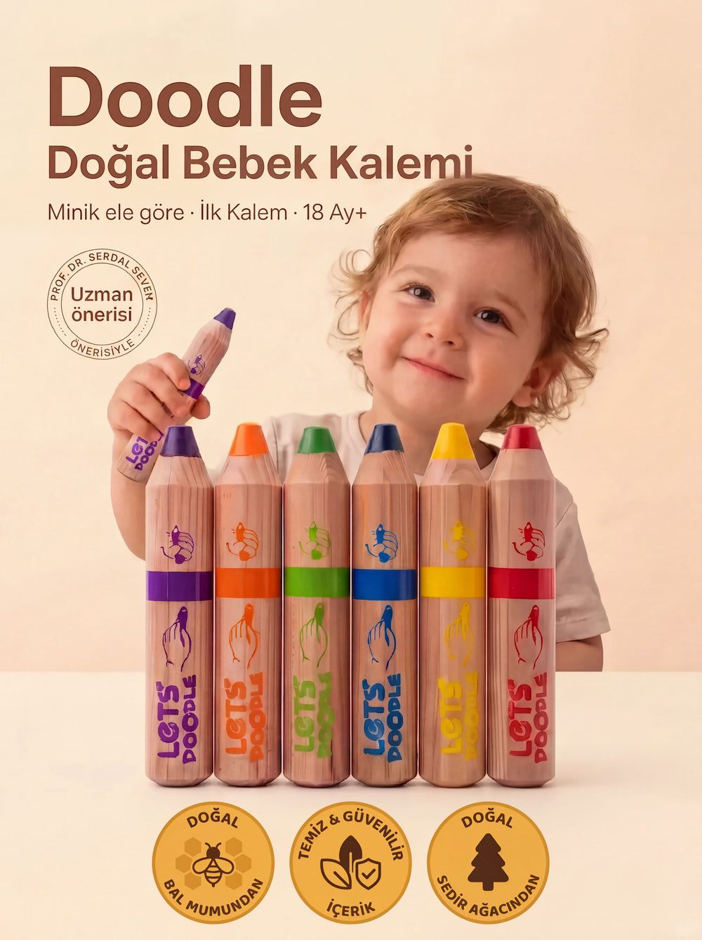Bebek boya kalemi Doodle ilk kalem 6 renk