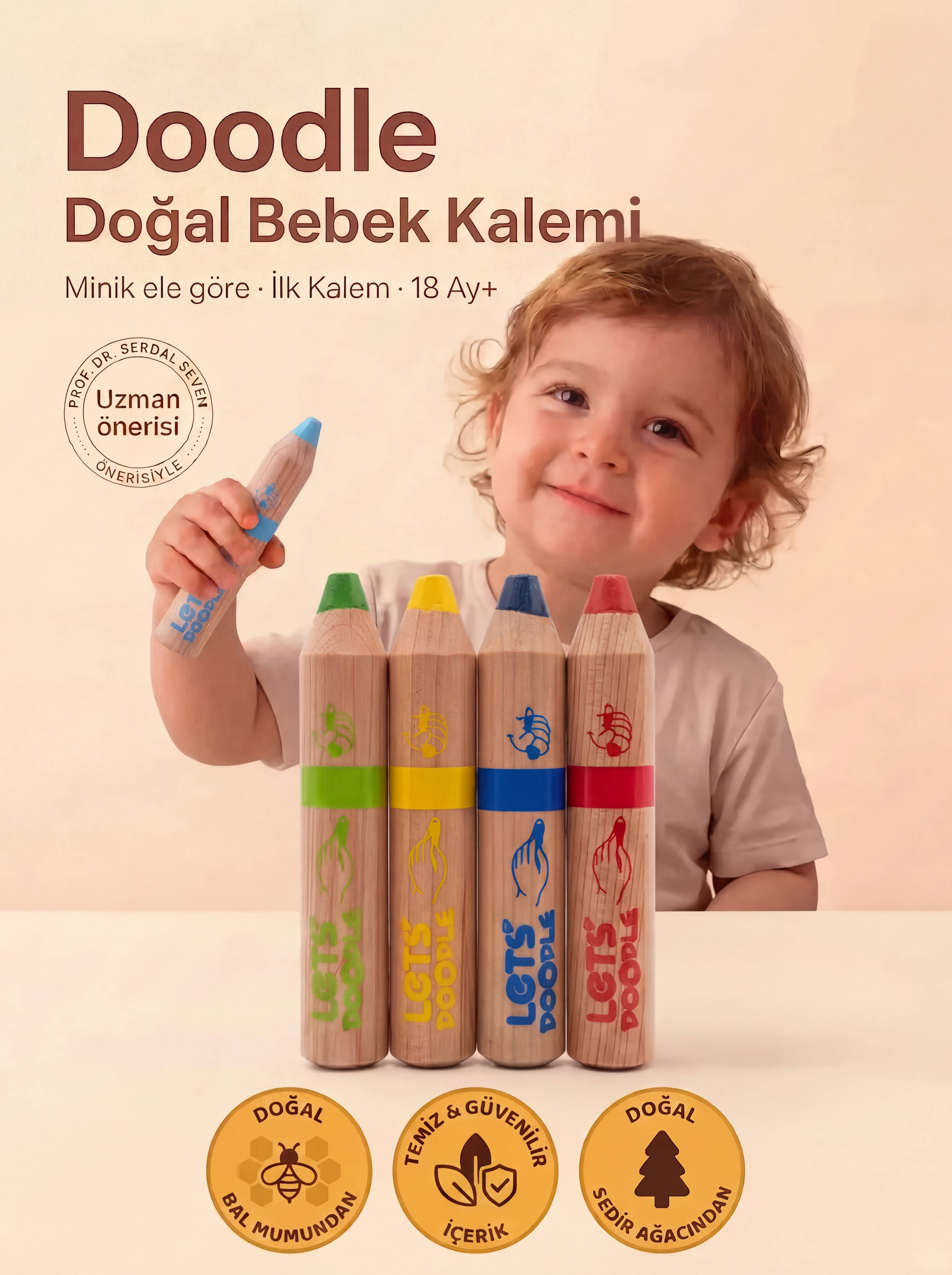 Let’s Doodle İlk Kalem 4'lü - Minik Eller İçin Doğal İçerik