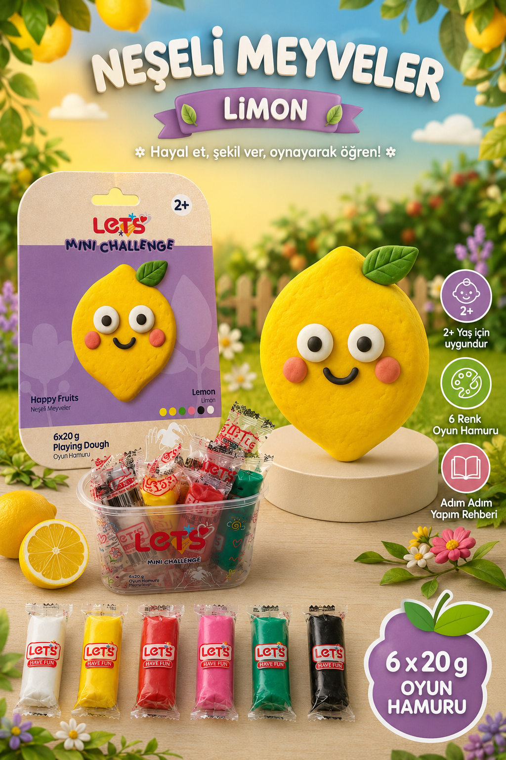 Let's Oyun Hamuru & Mini Challenge Neşeli Meyveler Serisi