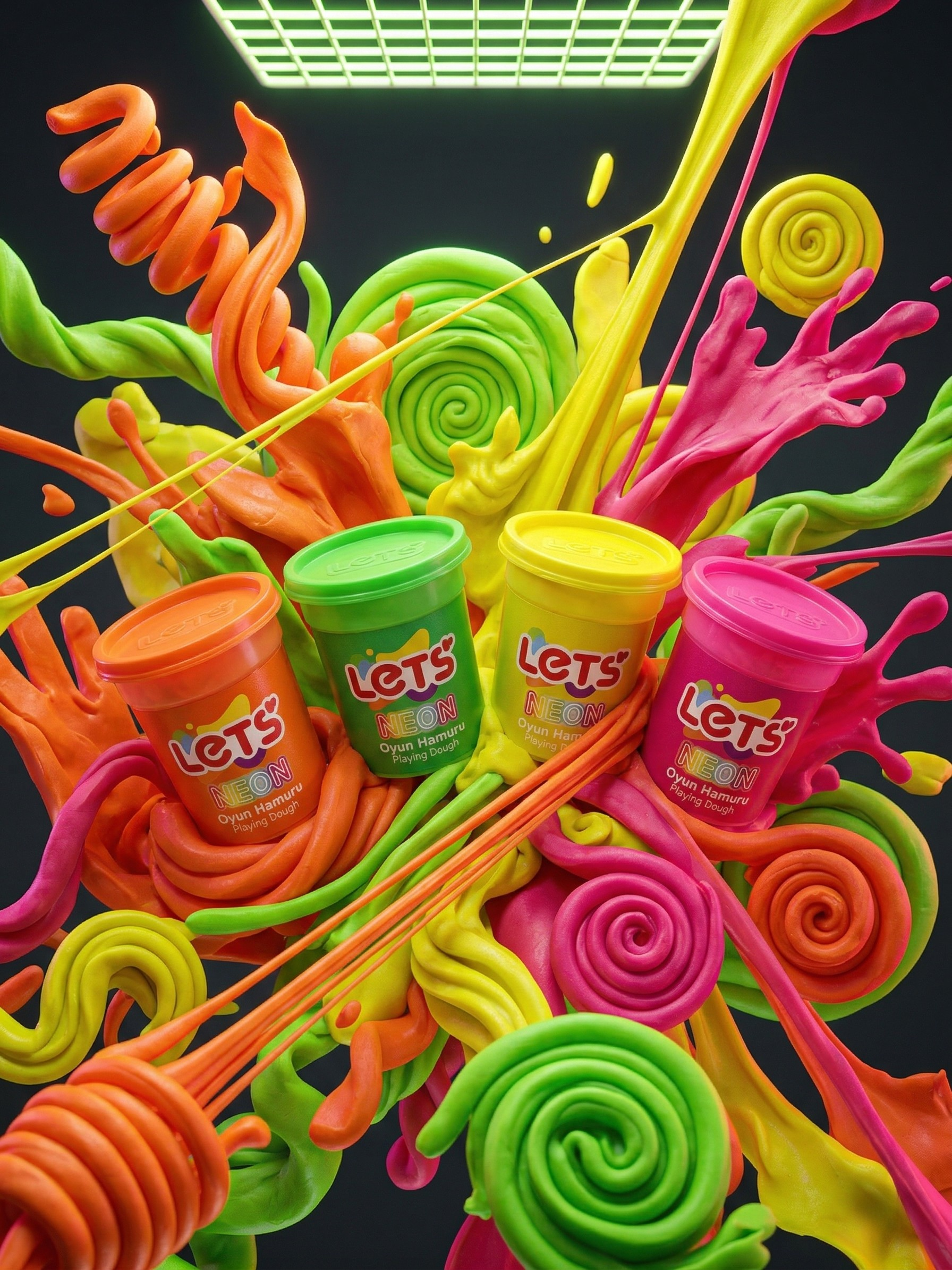 Let's Neon Play Dough 4-Pack | Soft Texture 3