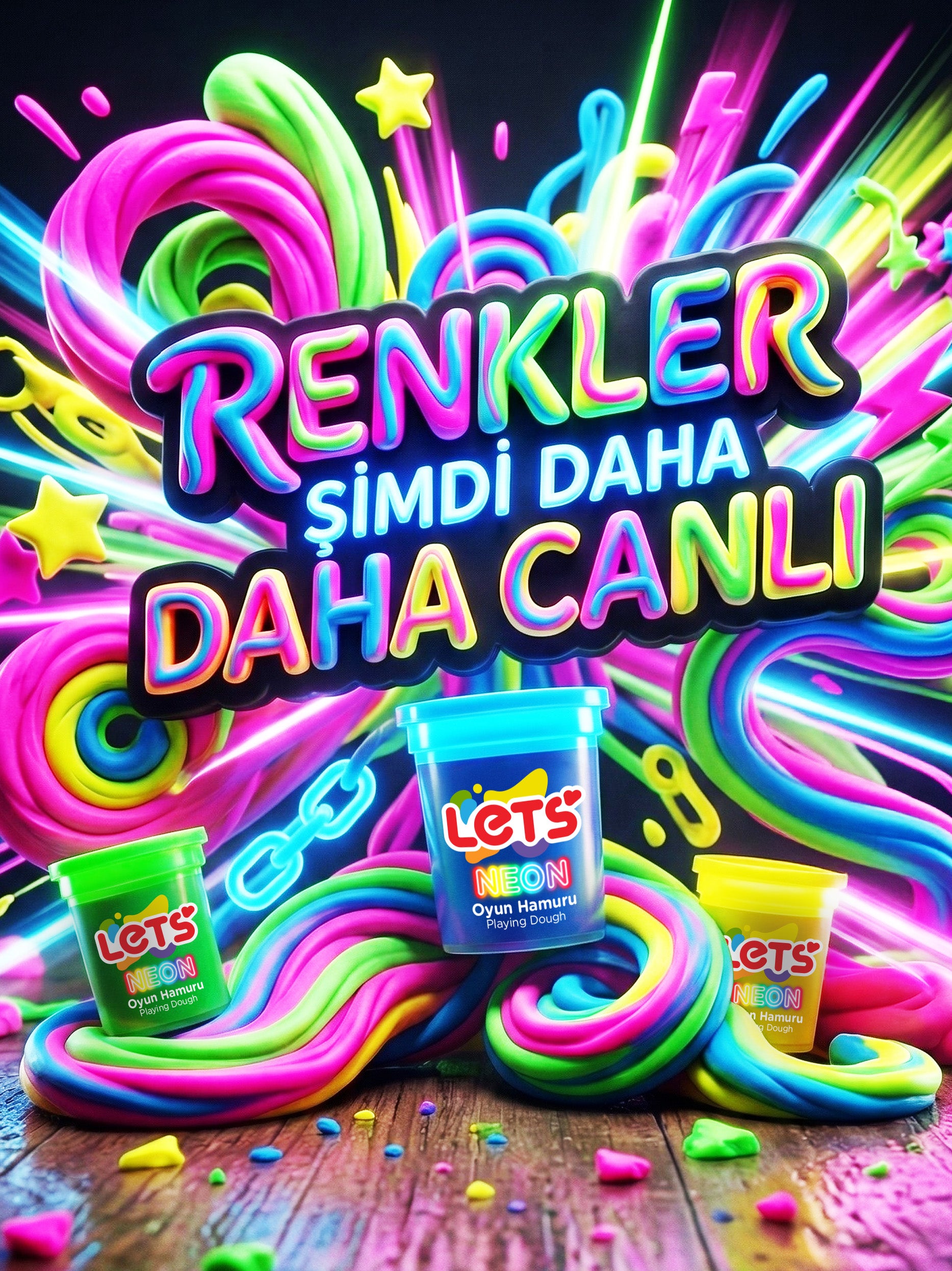 Let's Neon Play Dough 4-Pack | Soft Texture 4