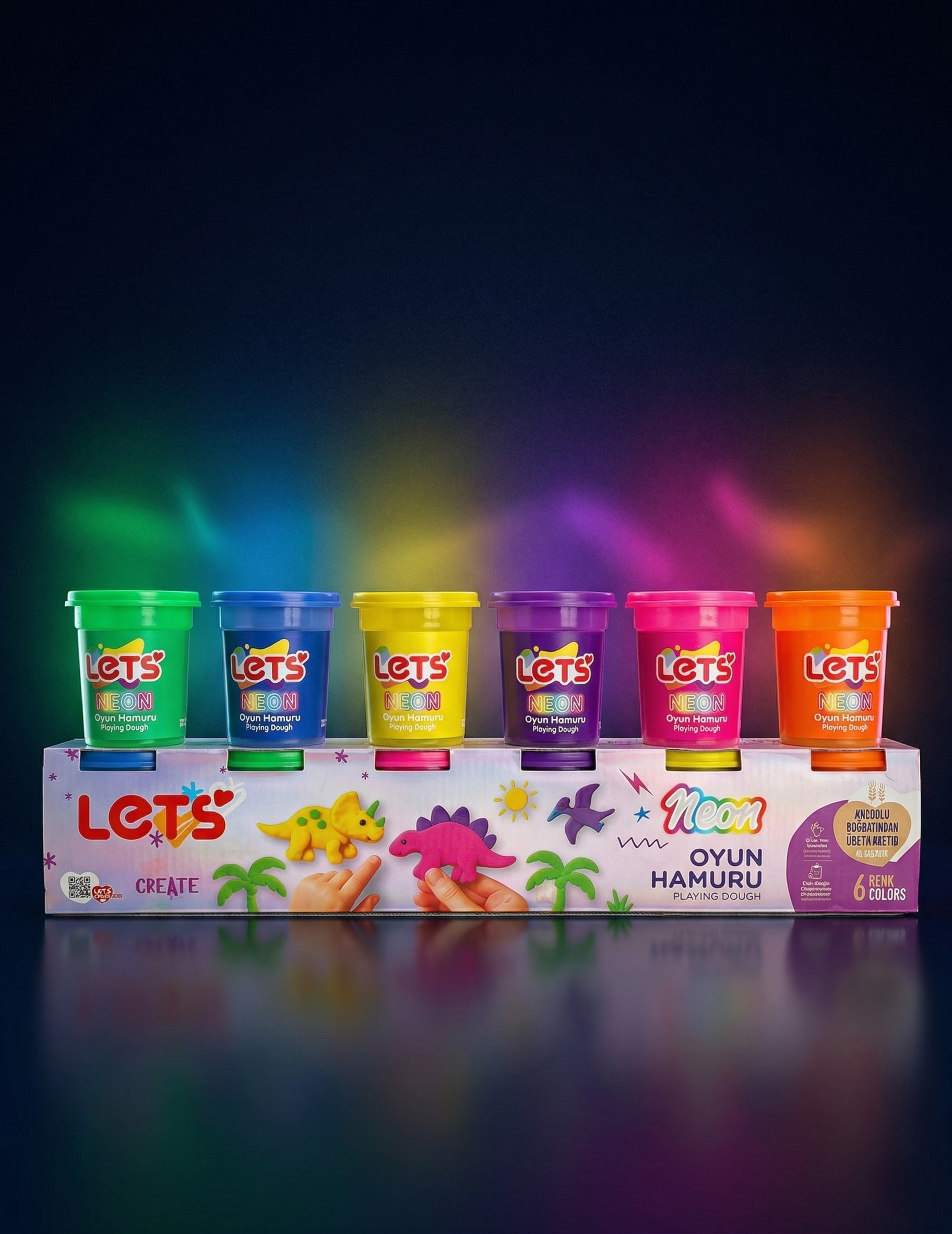 Let’s 6 Renk Neon Oyun Hamuru