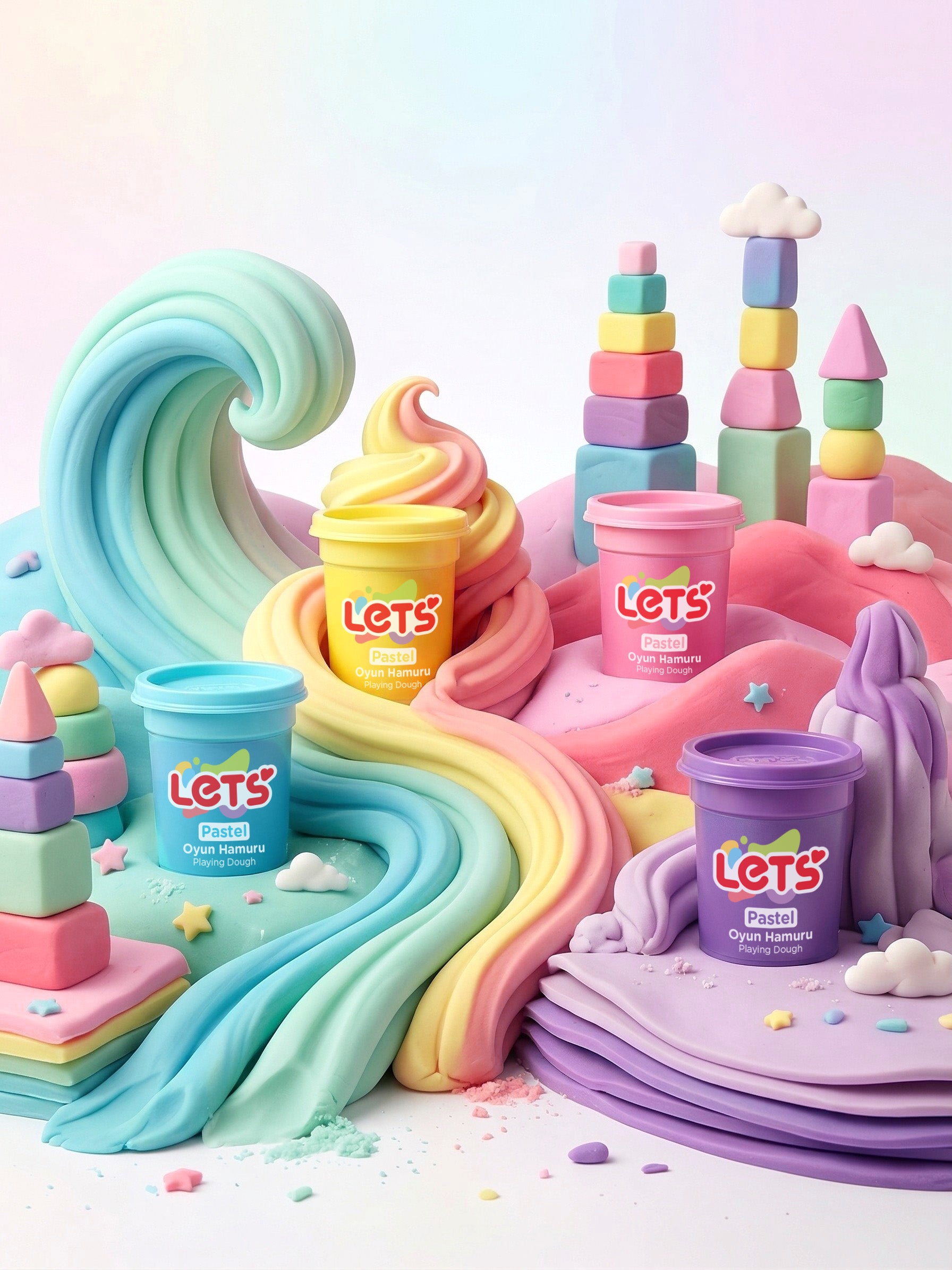 Let's 4-Color Pastel Play-Dough 3