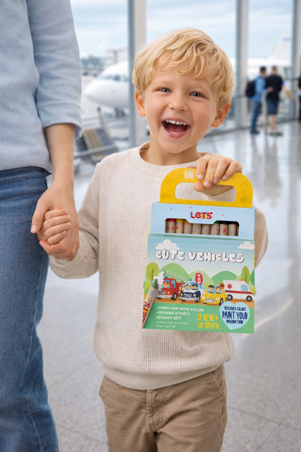 Let’s Cute Vehicles Jumbo Mum Boya & Boyama Kitabı Seyahat Seti