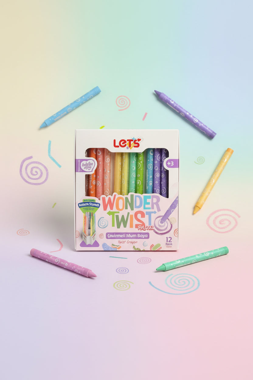 Let’s Wonder Twist Pastel Çevirmeli Mum Boya | 12 Renk