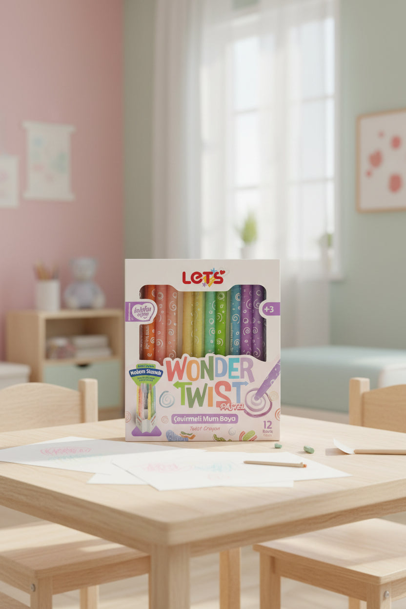 Let’s Wonder Twist Pastel Çevirmeli Mum Boya | 12 Renk