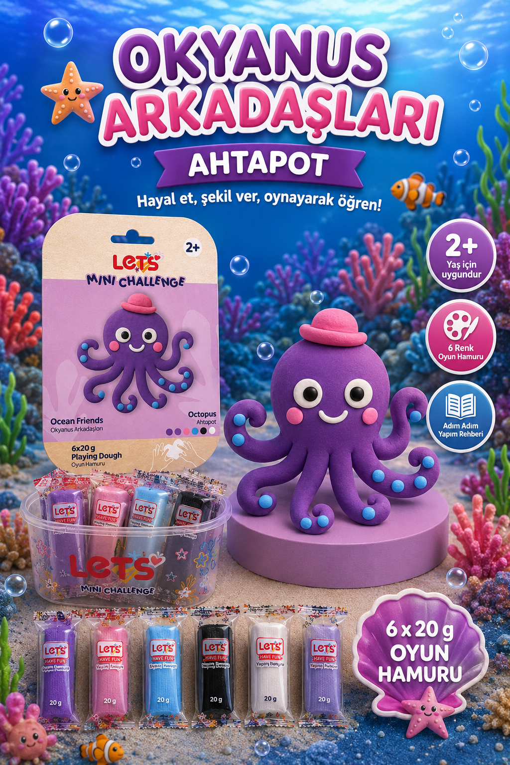 Let's Ocean Friends Play Dough Set 4