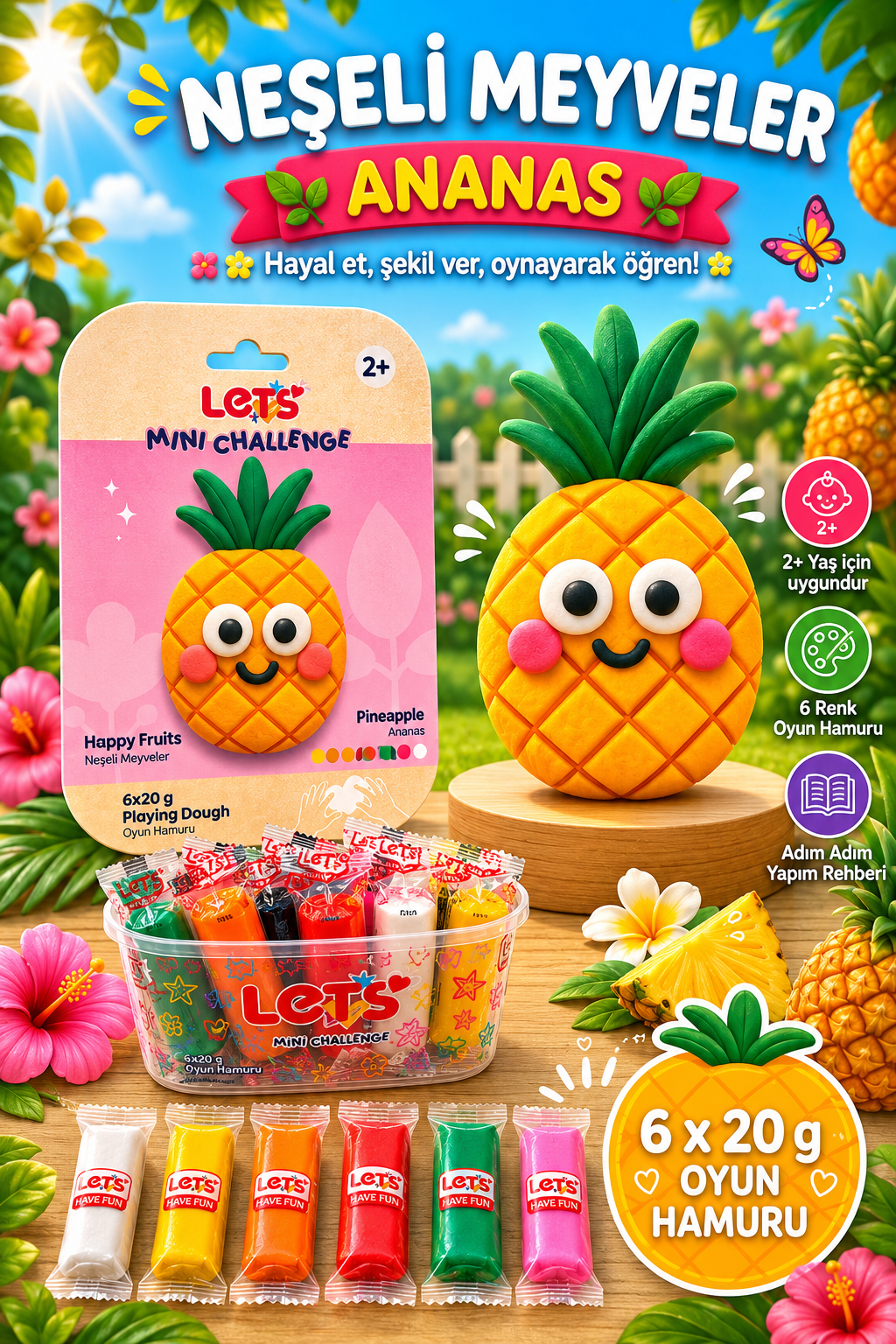 Let's Cheerful Fruits Play Dough Set 5