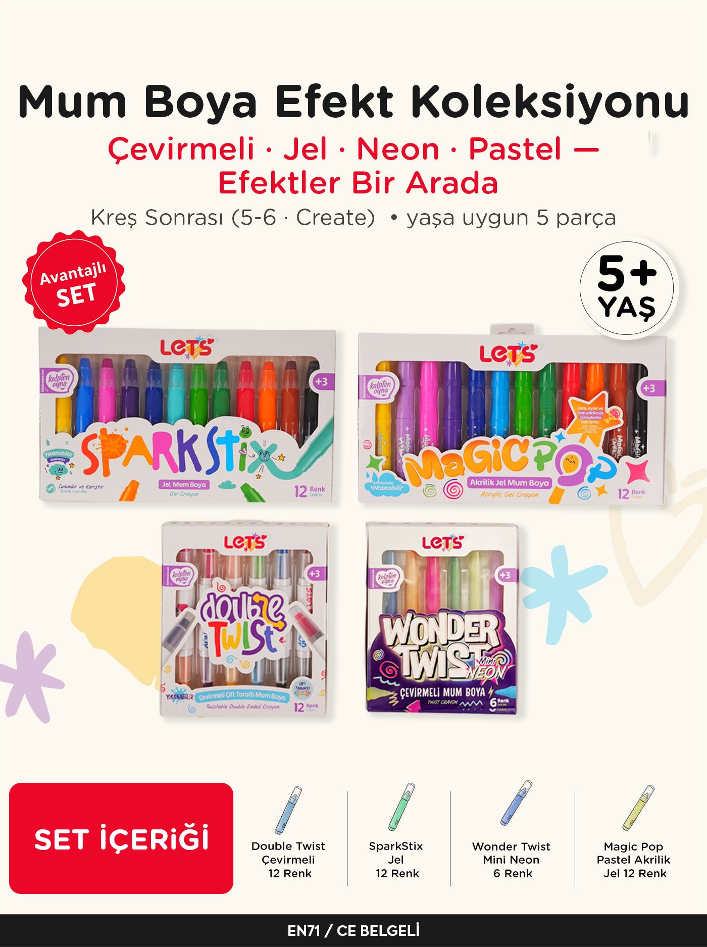 Mum Boya Efekt Seti 42 Renk (Çevirmeli + Jel + Neon + Akrilik Jel) 1