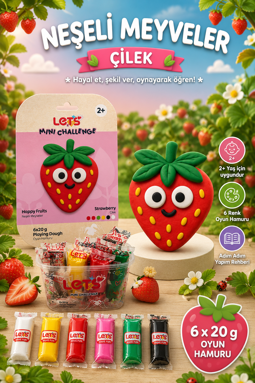 Let's Cheerful Fruits Play Dough Set 4
