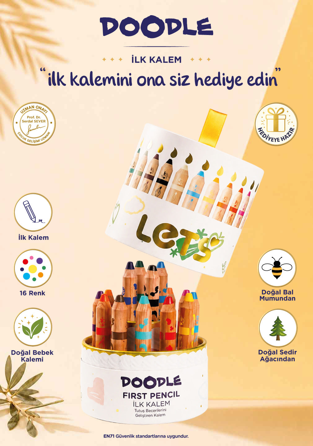 Doodle Bebek İlk Kalem Seti – Doğum Günü Pastası 16'lı