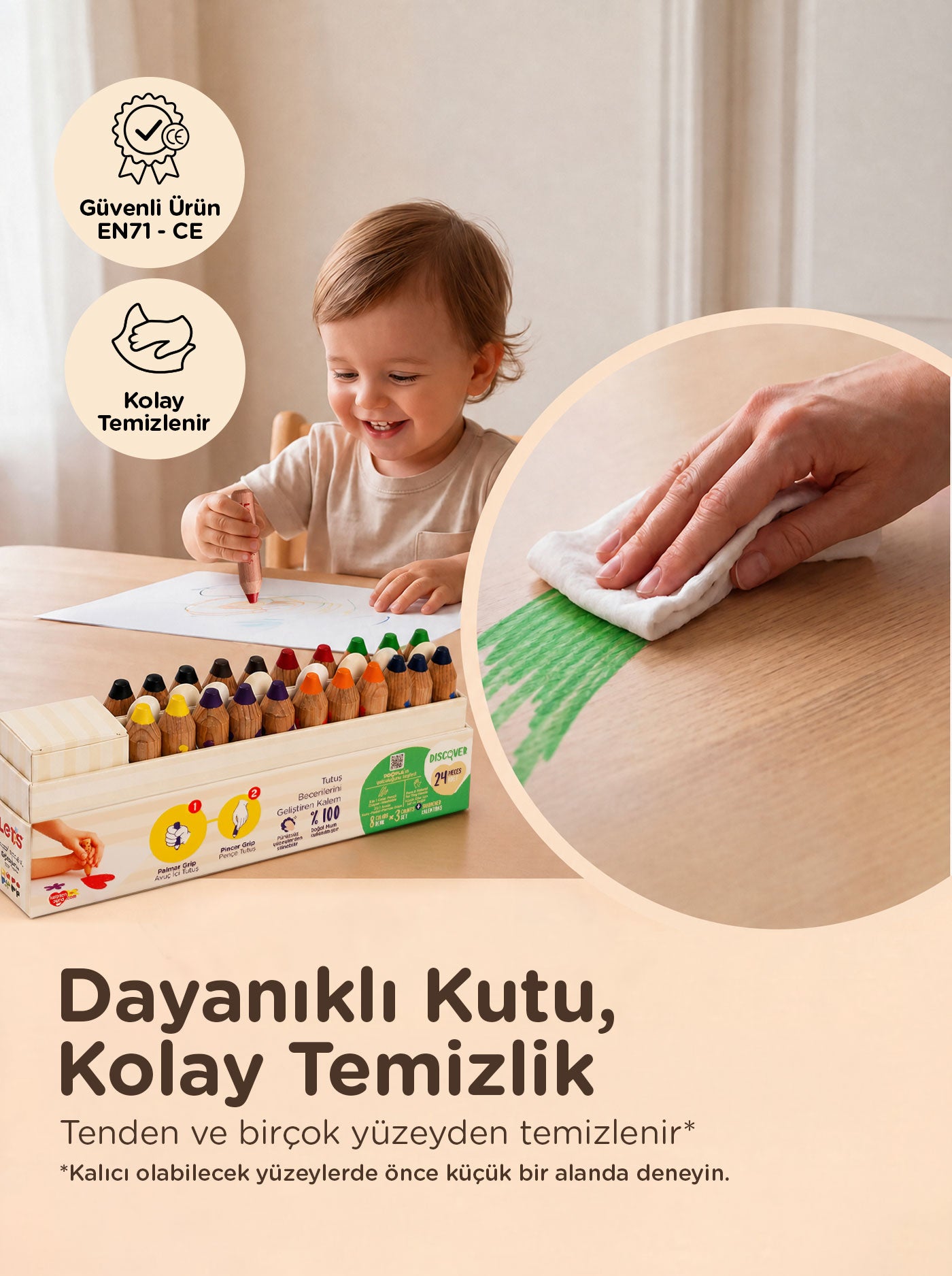 Bebek Boya Kalemi 24'lü Set – 8 Renk × 3 Class Pack | Let's Doodle 6
