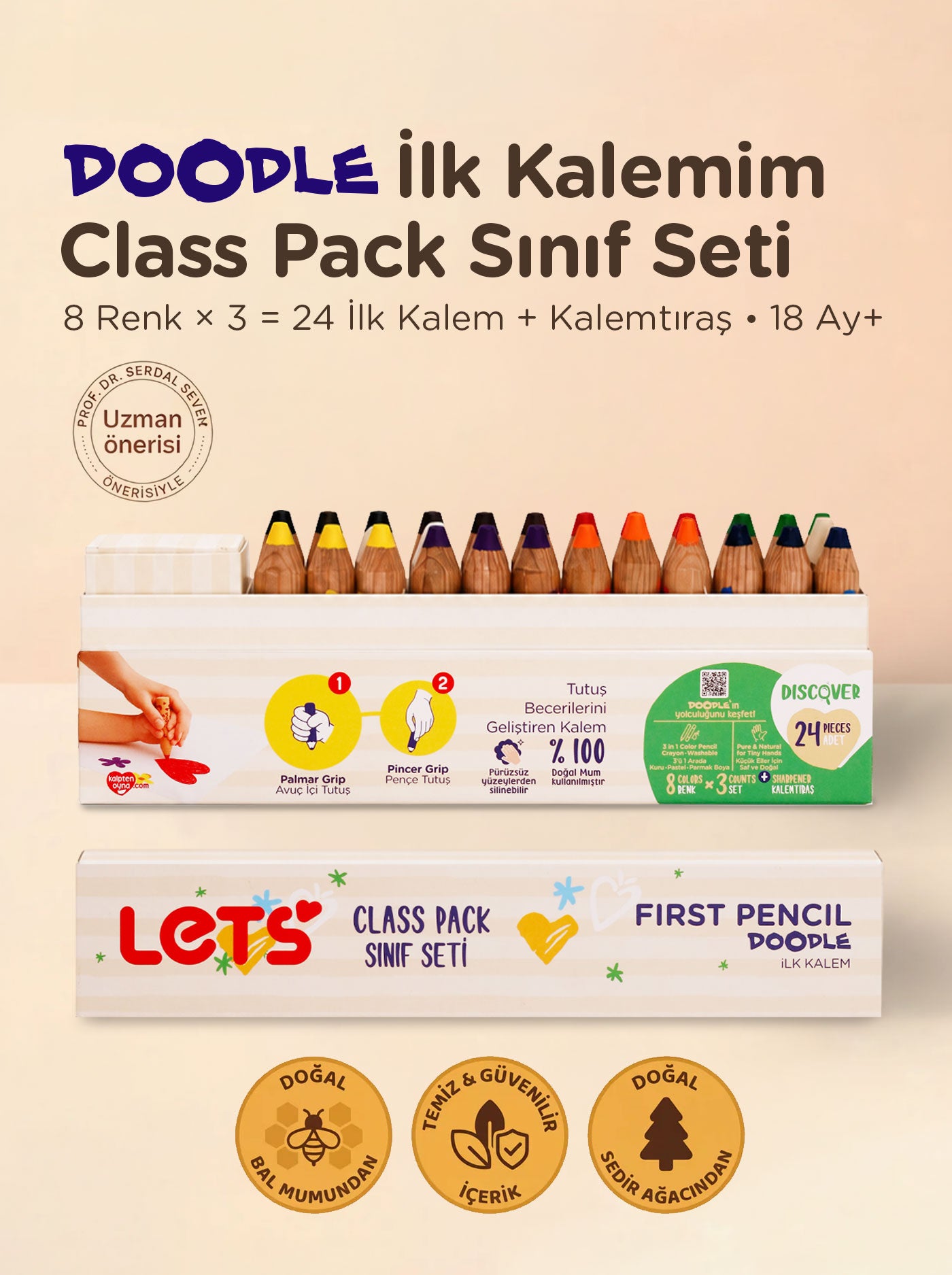 Bebek Boya Kalemi 24'lü Set – 8 Renk × 3 Class Pack | Let's Doodle 1