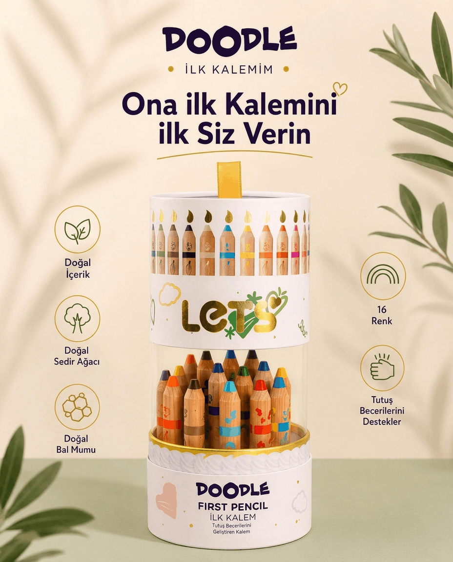 Doodle Bebek İlk Kalem Seti – Doğum Günü Pastası 16'lı 1