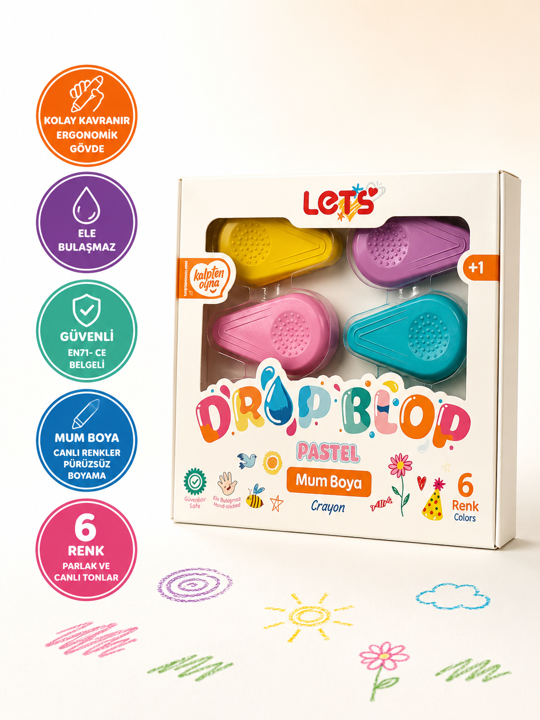 Let’s Drop Blop Pastel Mum Boya | 6 Renk