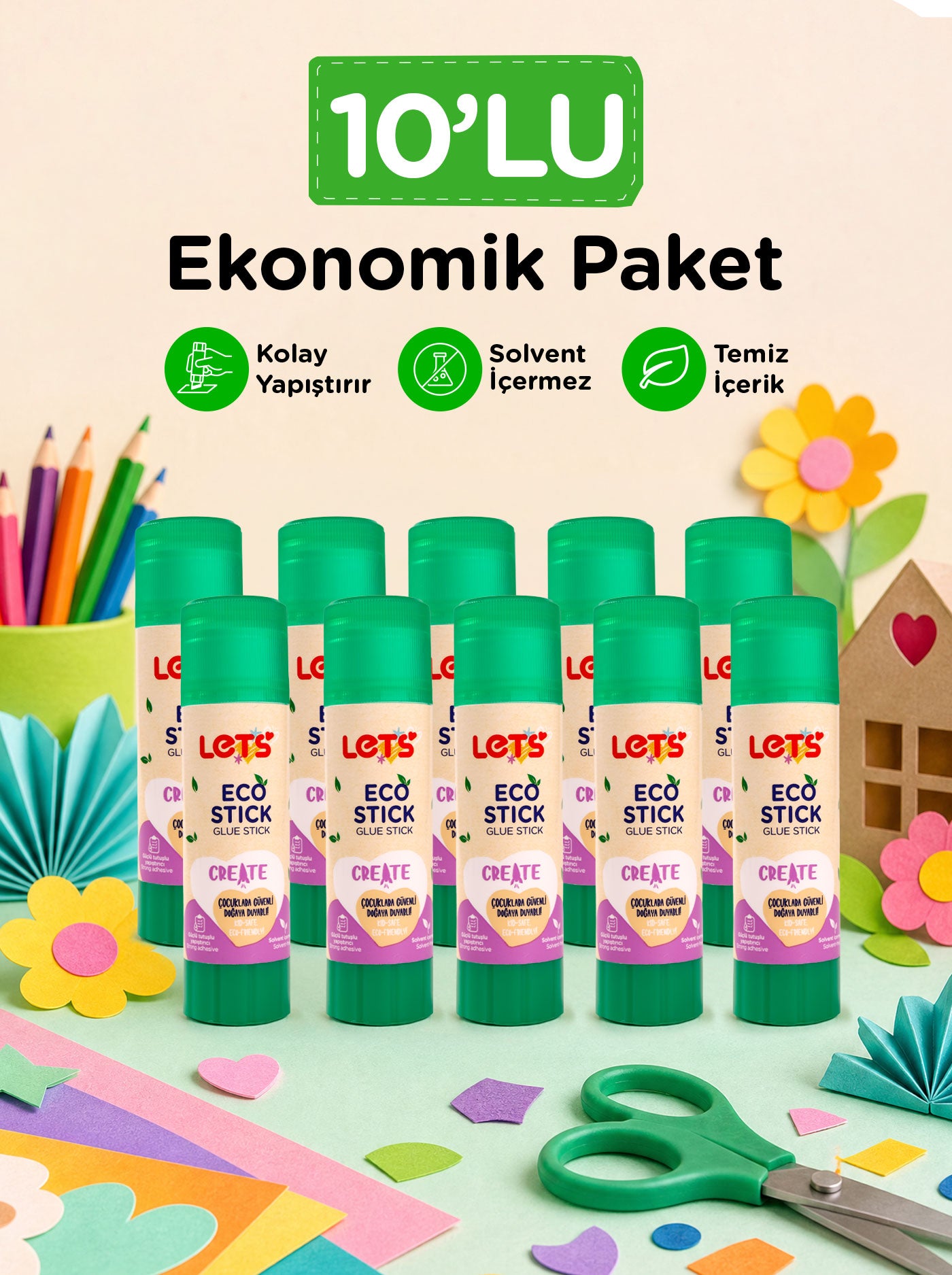 Stick Yapıştırıcı 10'lı Set – Çevre Dostu 22 g | Let's