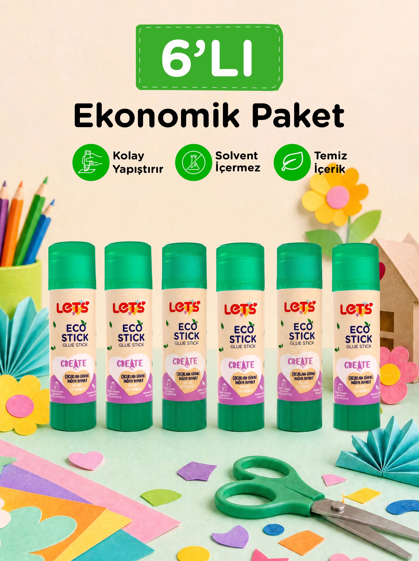 Stick Yapıştırıcı 6'lı Set – Çevre Dostu 22 g | Let's 1