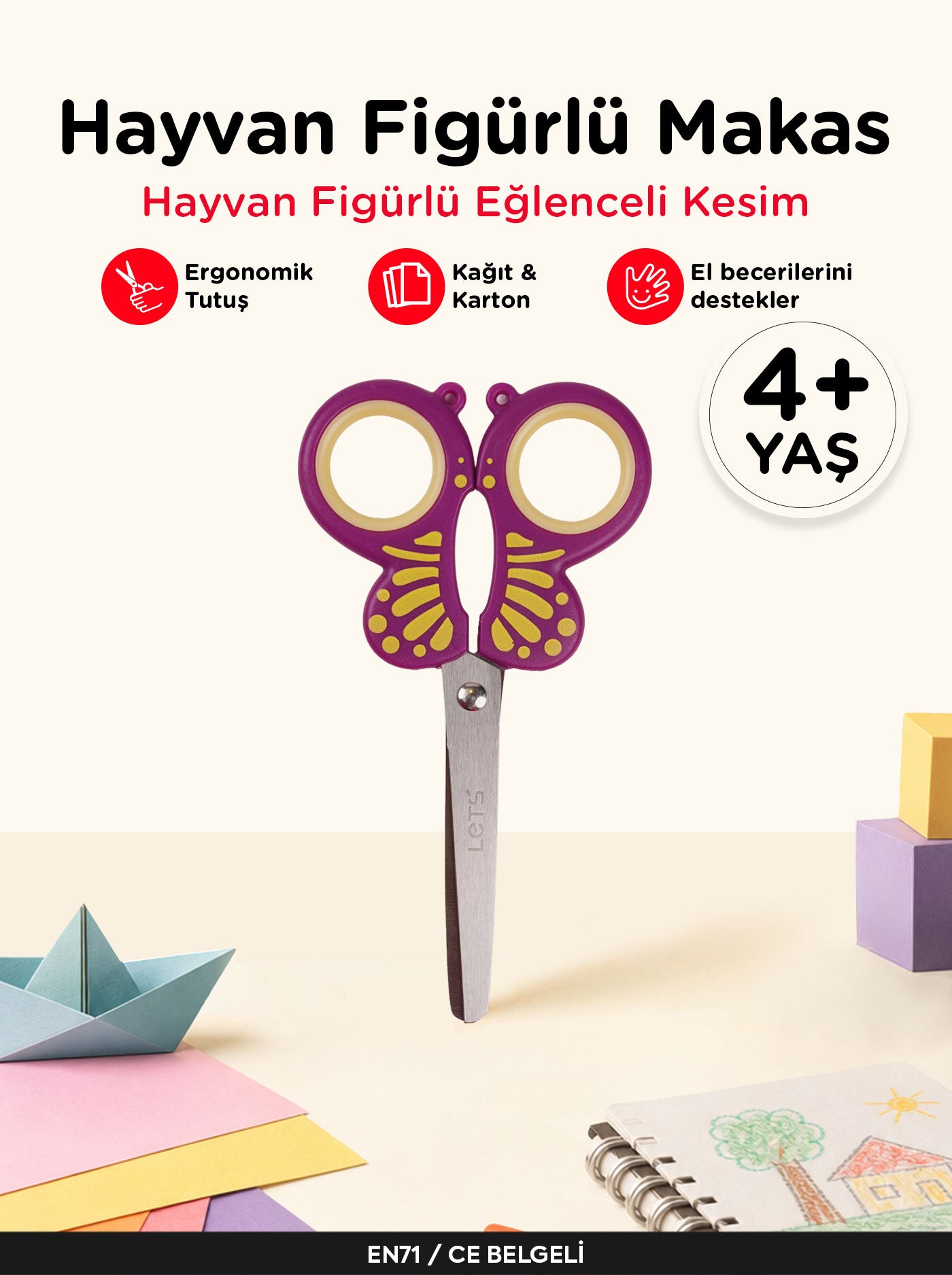 Çocuk Makası – Hayvan Figürlü El İşi Makası | Let's 3