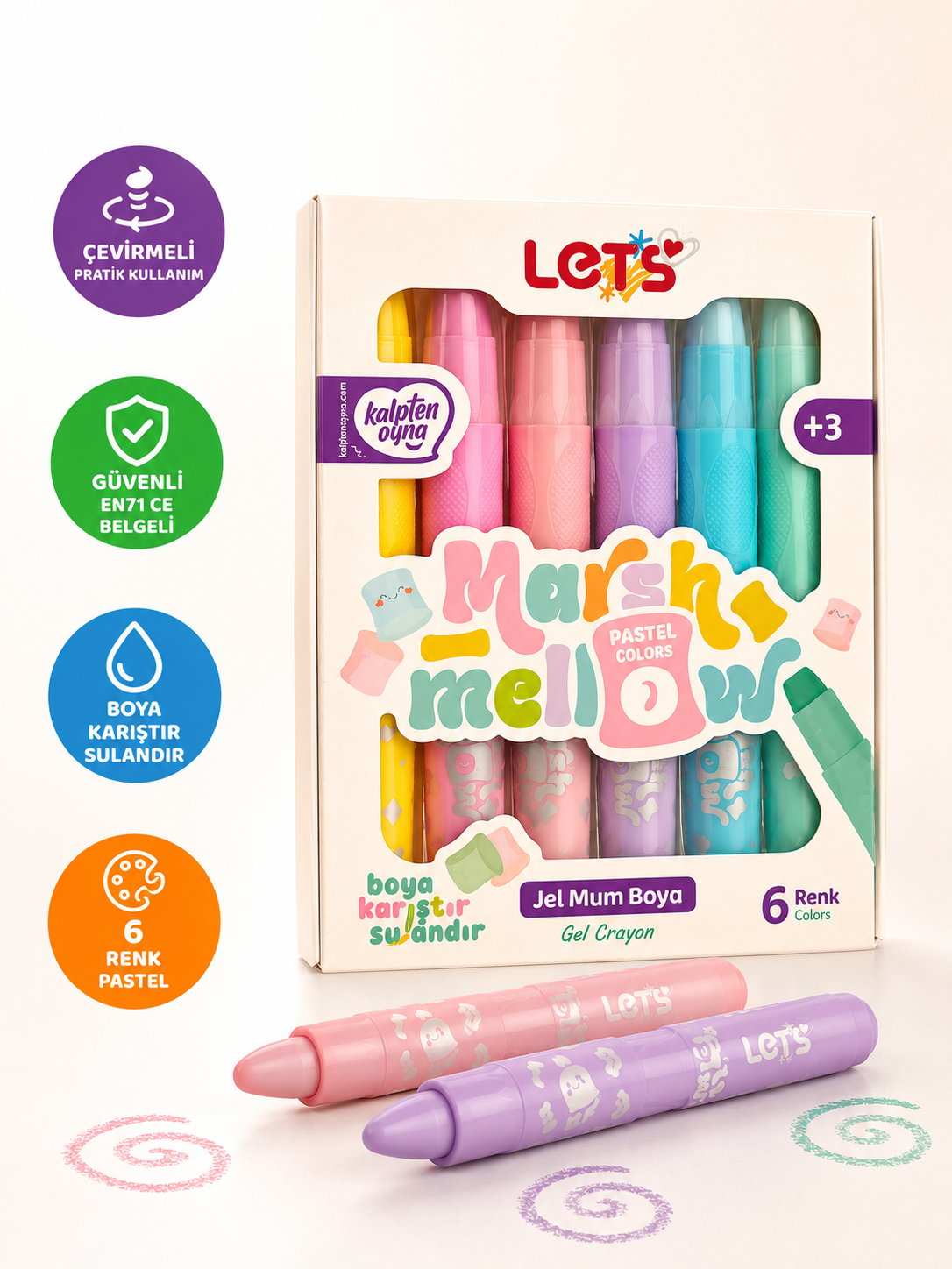 Let’s Marshmellow Pastel Jel Mum Boya | 6 Renk