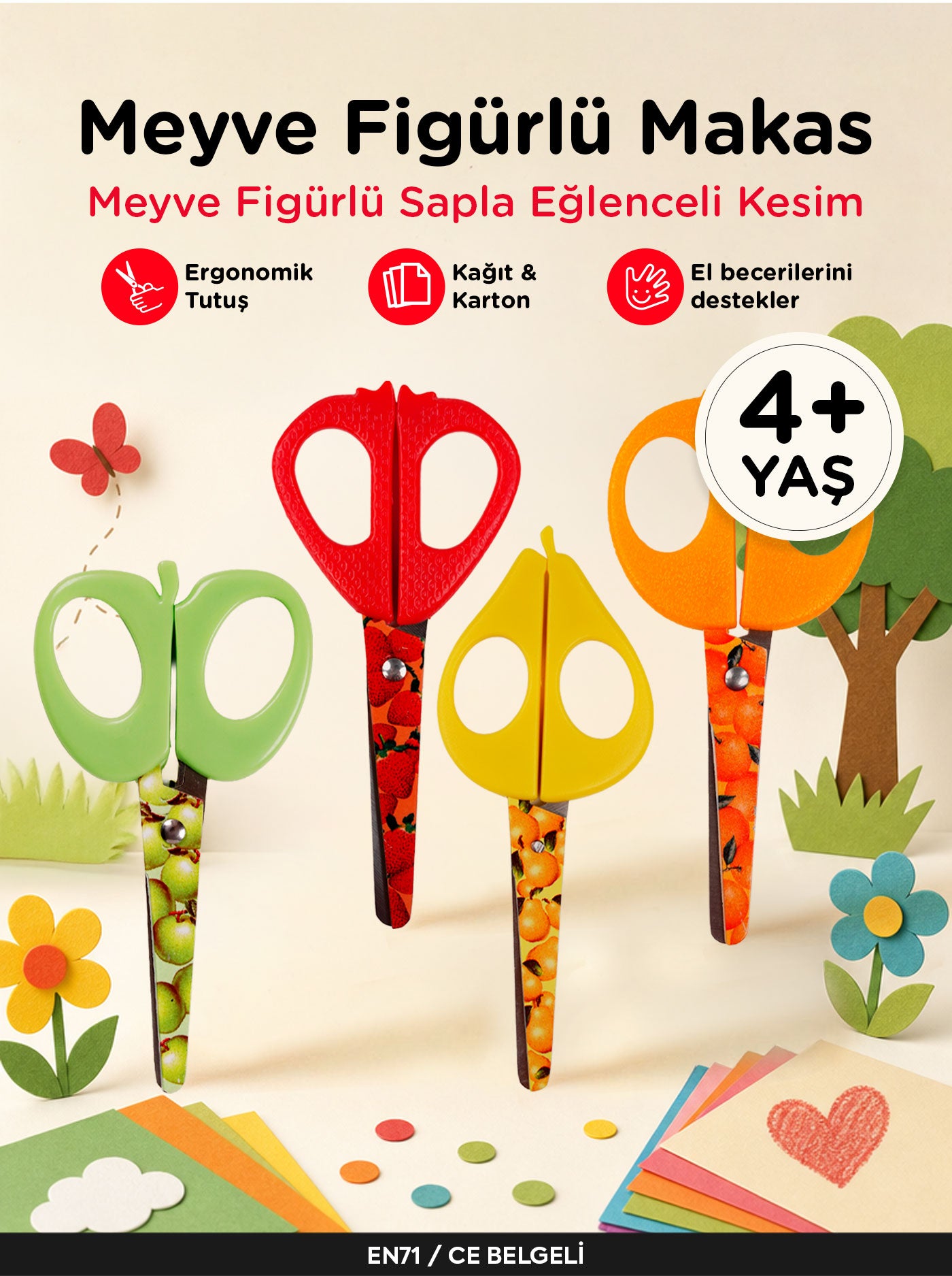 Çocuk Makası – Meyve Figürlü El İşi Makası | Let's