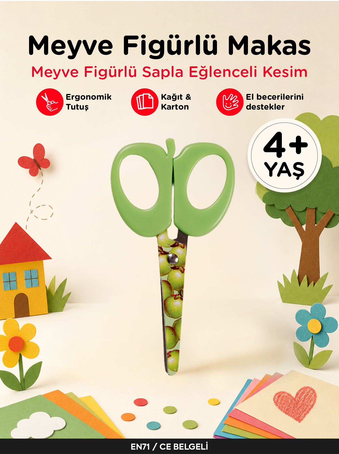 Çocuk Makası – Meyve Figürlü El İşi Makası | Let's 3