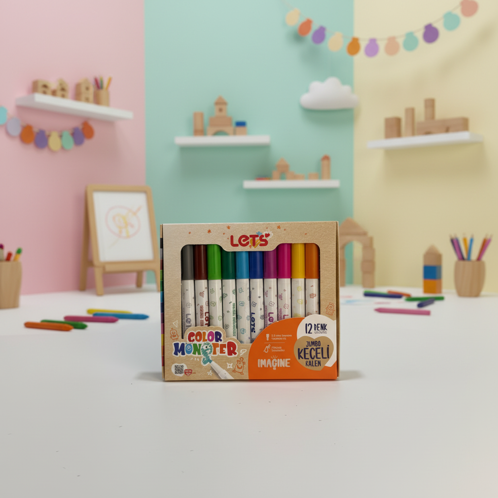 Anaokulu Kreş Başlangıç Mega Kırtasiye Sanat Seti (Boyama Kalemi + Keçeli Kalem + Parmak Boyası + Sulu Boya + Mum Boya + Oyun Hamuru + Makas + Stick) 3