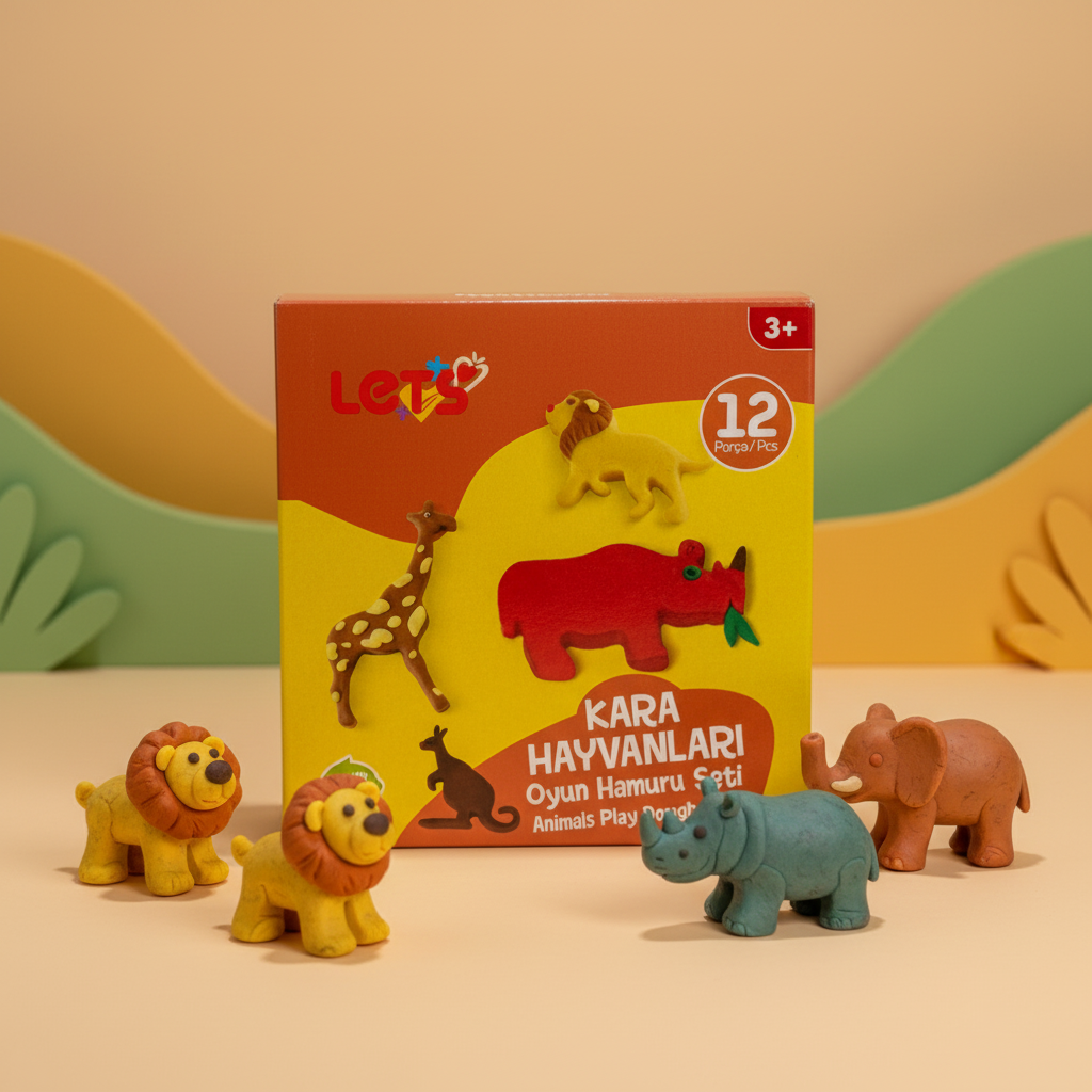 Let's Play Dough Land Animals Set | 12 Pieces