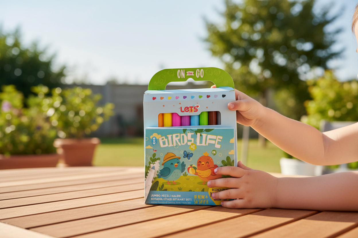 Let’s Birds Life Jumbo Keçeli Kalem & Boyama Kitabı Seyahat Seti